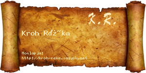 Kroh Réka névjegykártya